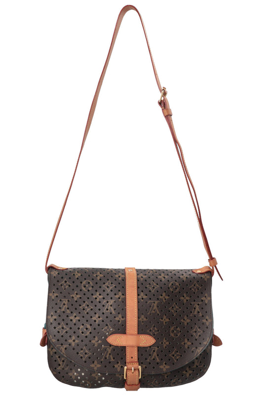 LOUIS VUITTON Perforated Saumur 30 Crossbody Bag MNG Canvas