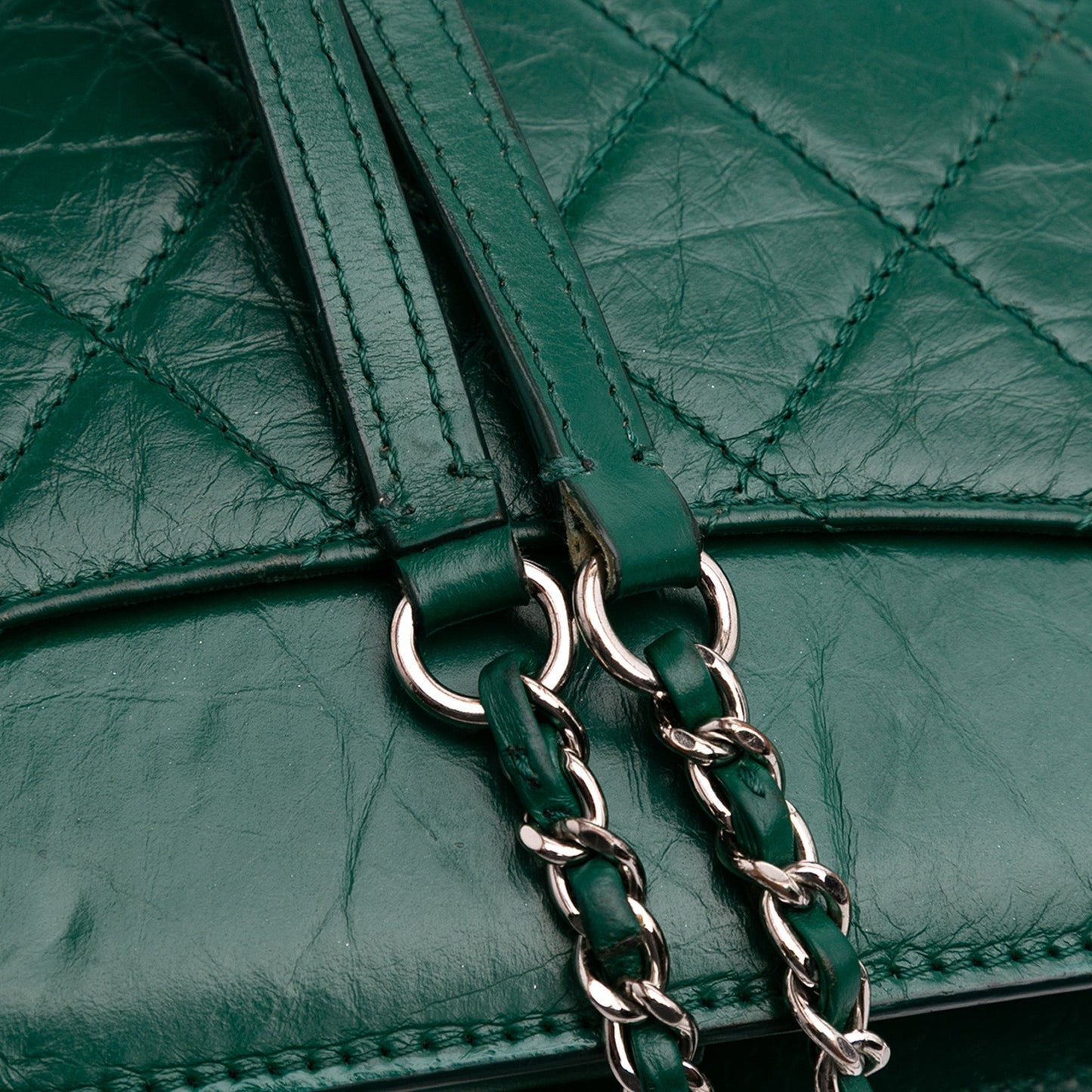 Green Chanel CC Quilted Crinkled Calfskin Front Pocket Crossbody