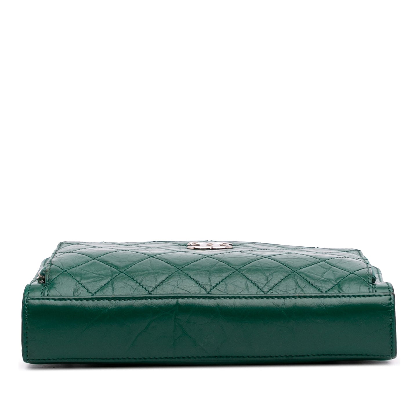 Green Chanel CC Quilted Crinkled Calfskin Front Pocket Crossbody