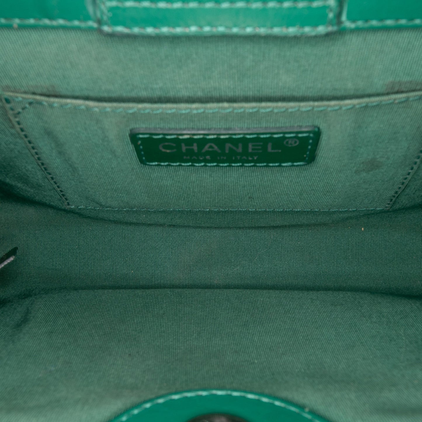 Green Chanel CC Quilted Crinkled Calfskin Front Pocket Crossbody