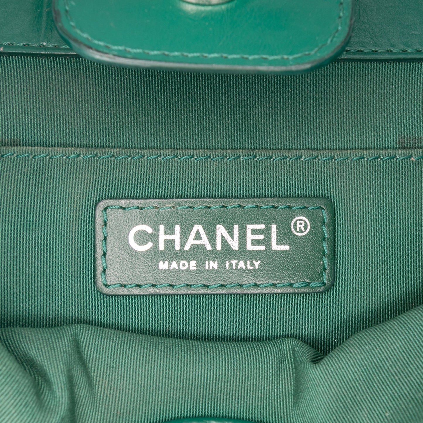 Green Chanel CC Quilted Crinkled Calfskin Front Pocket Crossbody