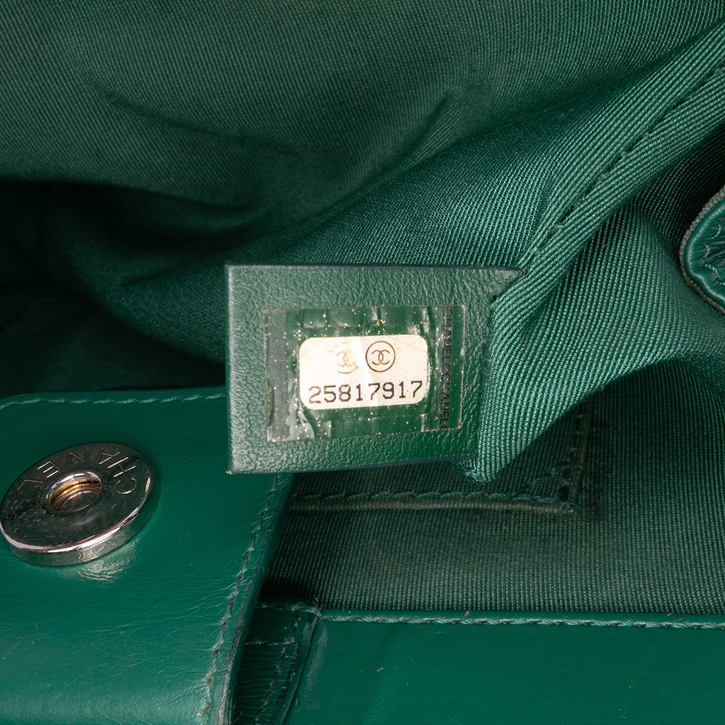 Green Chanel CC Quilted Crinkled Calfskin Front Pocket Crossbody