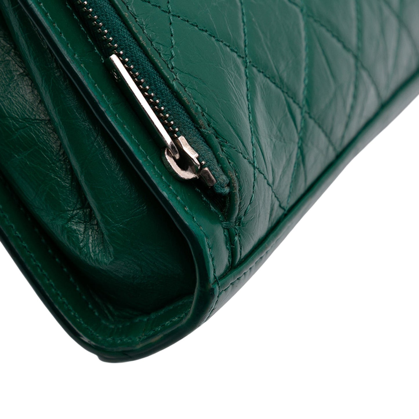 Green Chanel CC Quilted Crinkled Calfskin Front Pocket Crossbody