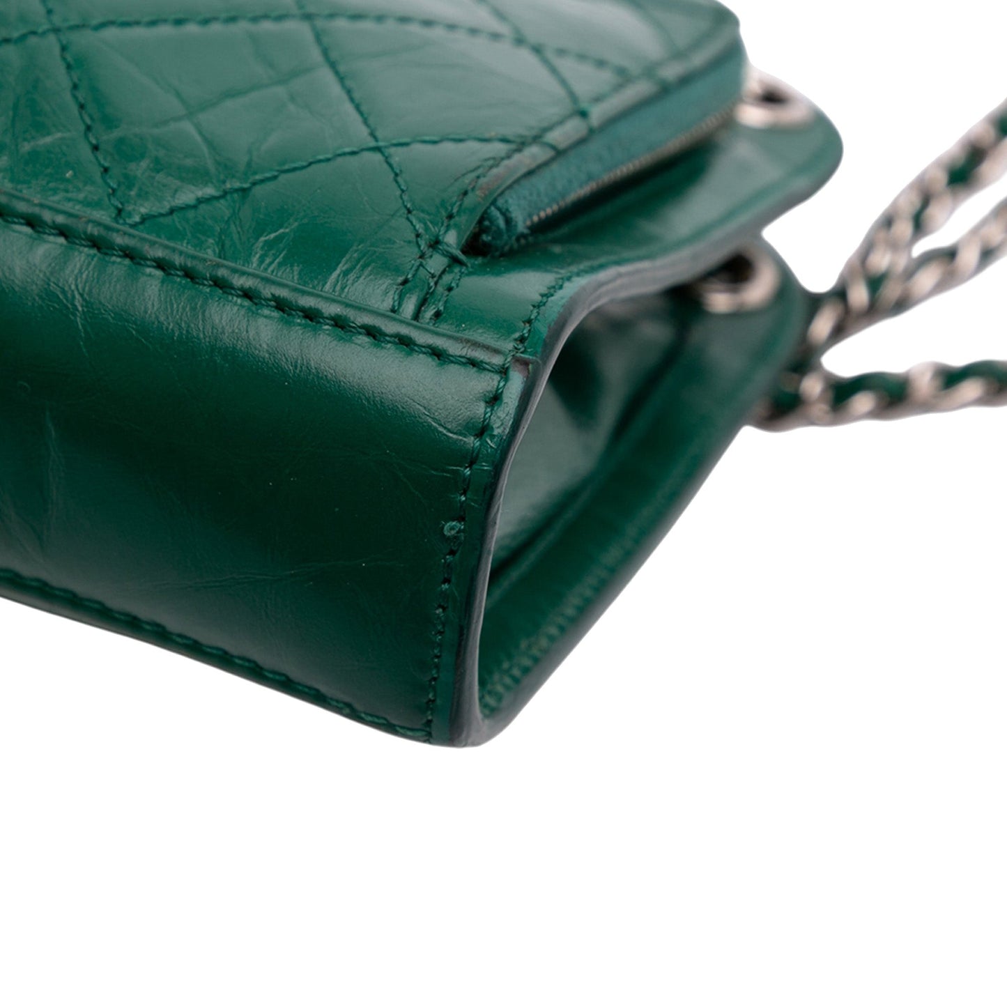 Green Chanel CC Quilted Crinkled Calfskin Front Pocket Crossbody