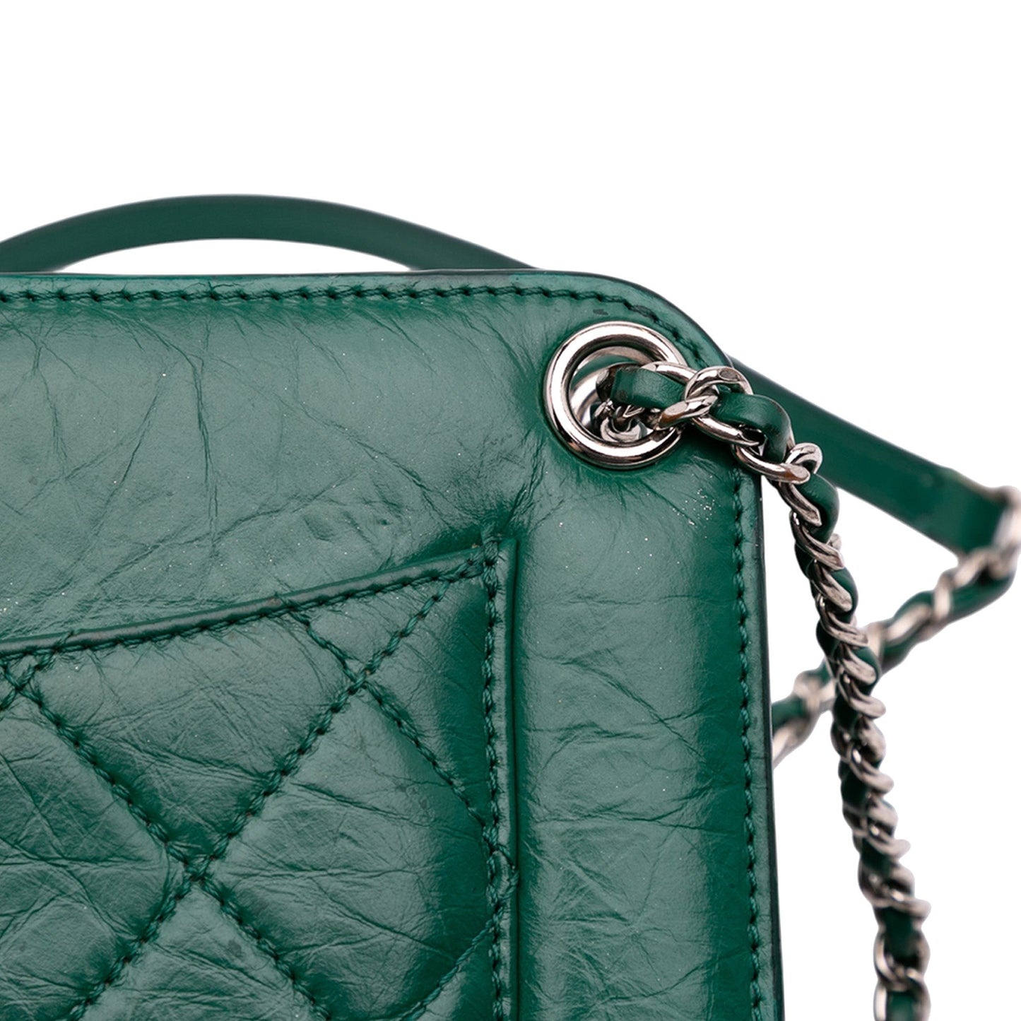Green Chanel CC Quilted Crinkled Calfskin Front Pocket Crossbody