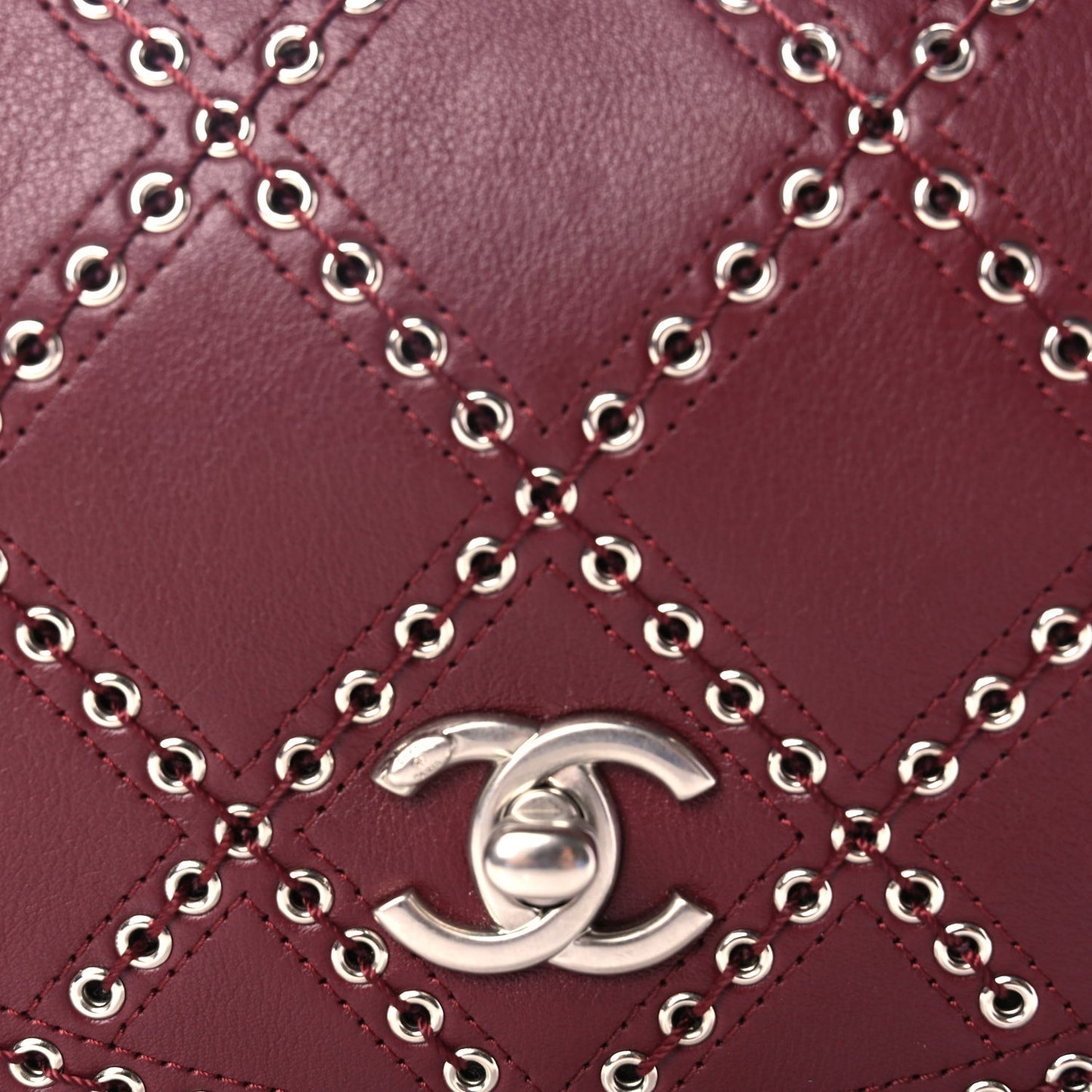Chanel Calfskin Coco Eyelets Small Flap Bag  Red