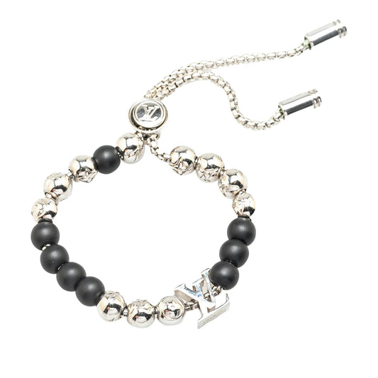 Silver Louis Vuitton Silver Monogram Beads Bracelet