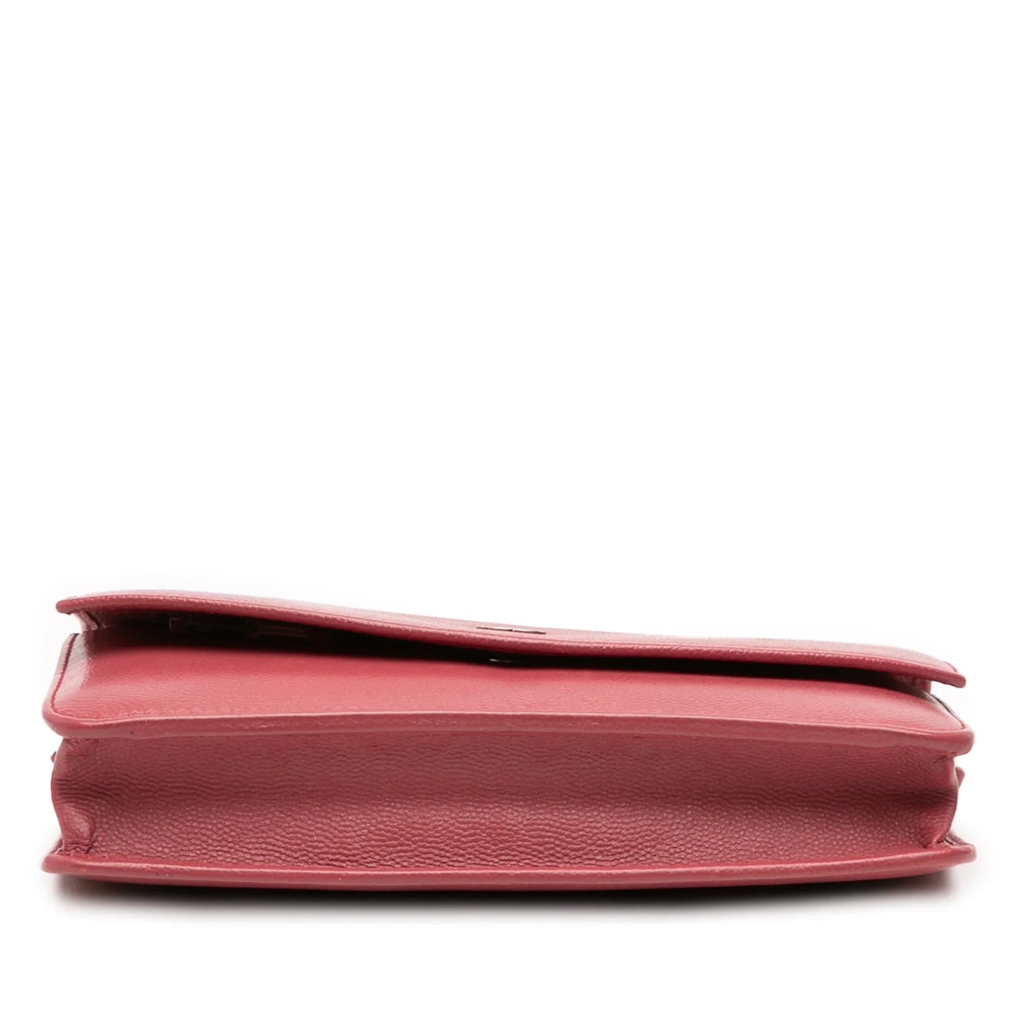 Red Chanel CC Caviar Sevruga Wallet On Chain Crossbody Bag