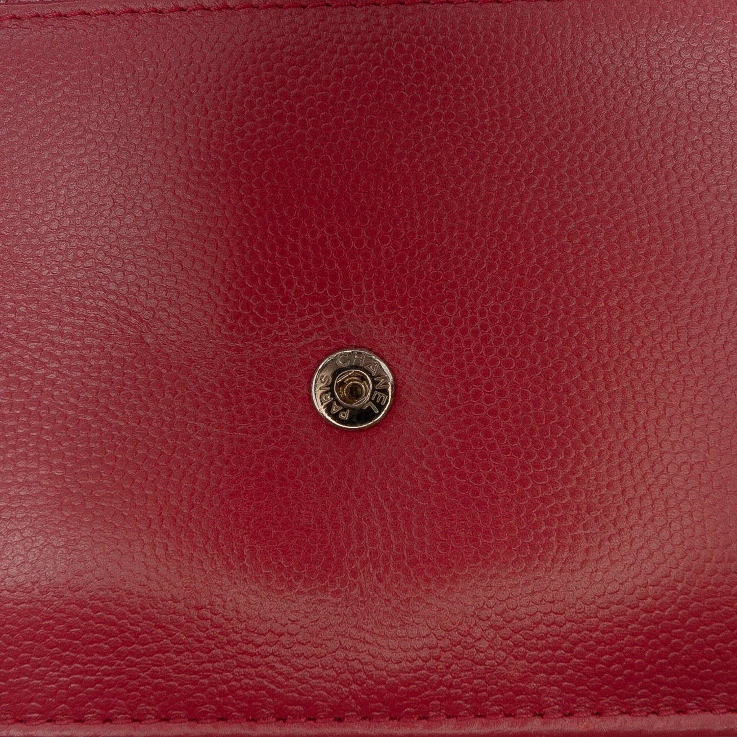 Red Chanel CC Caviar Sevruga Wallet On Chain Crossbody Bag