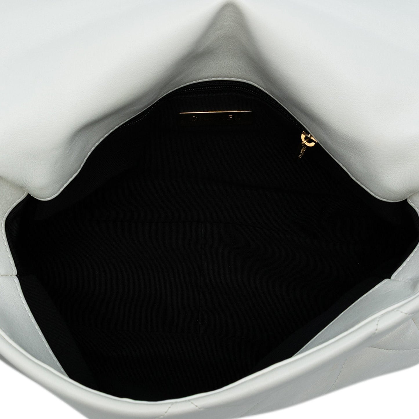 White Chanel Large Lambskin 19 Flap Satchel