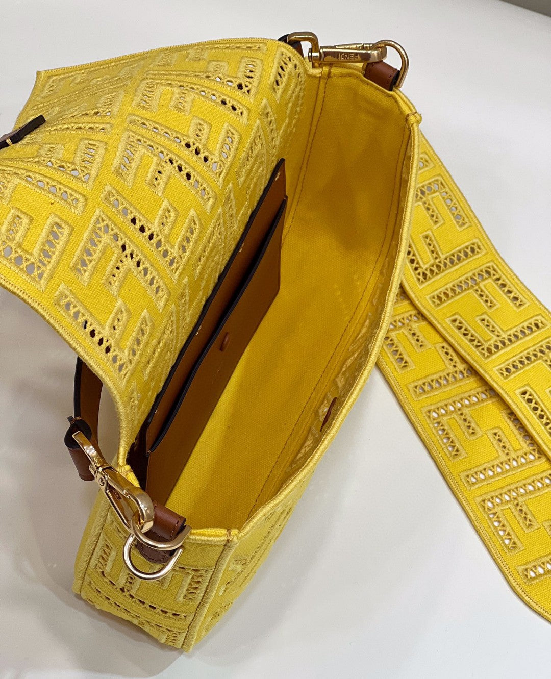 Top QualityTop Quality Baguette Yellow with Embroidery Medium Bag For Woman 28cm/11in