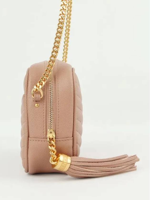Luxury Saint Laurent Trending 2025 Lulu Mini Quilted Grain Leather Cross Bag   Peach