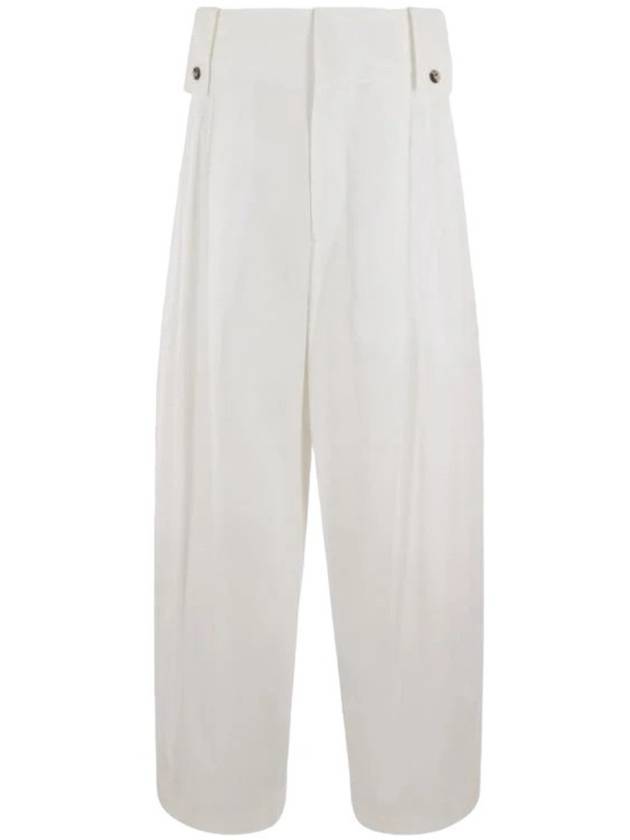 Luxury Bottega Veneta Women's High Waist Pintuck Wide Pants White