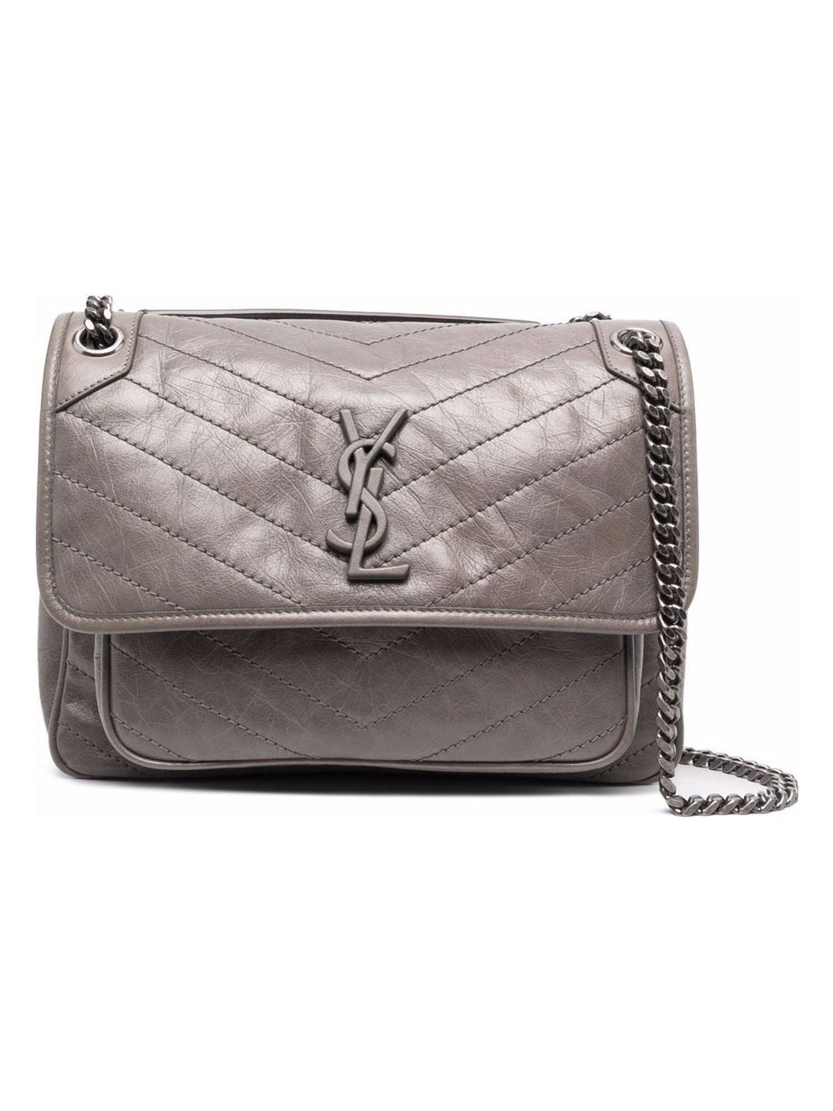 Luxury Saint Laurent Trending 2025 Women's Ysl Bo Mng Niki M Tufo Naturel in Grey Kaki | 6331581YG041229