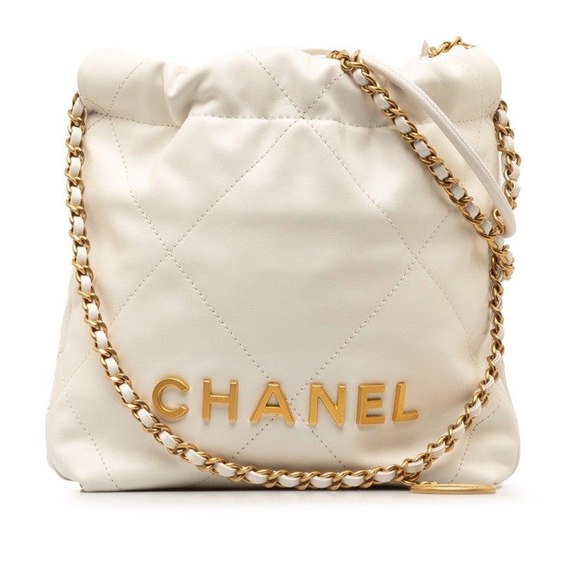 CHANEL COCOMARK CHANEL 22 Mini Wipes Chain Shoulder Bag White G Leather  CHANEL