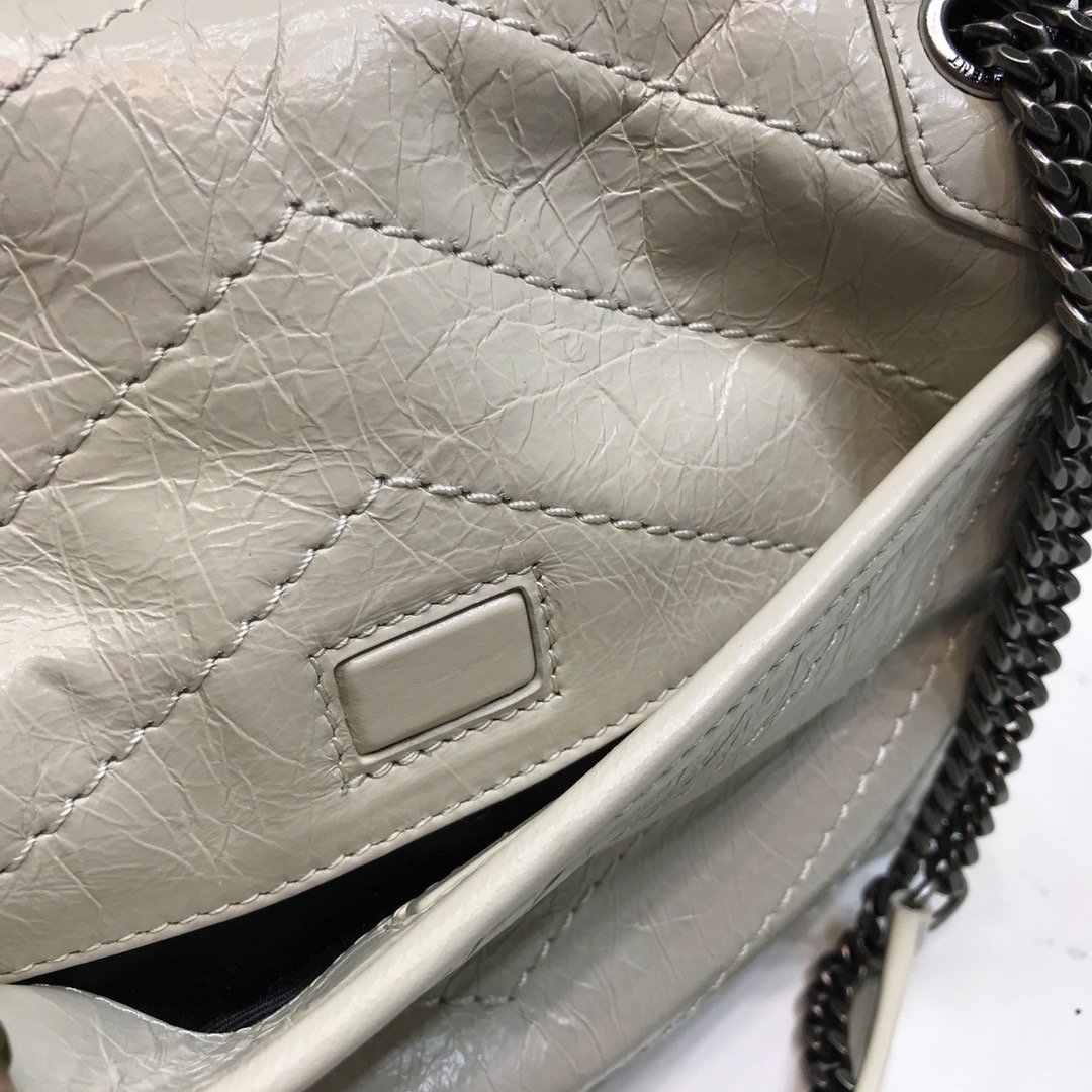 YSSL Niki Baby Chain Bag In Crinkled  White For Women 8in/21cm YSL 6331600EN049207