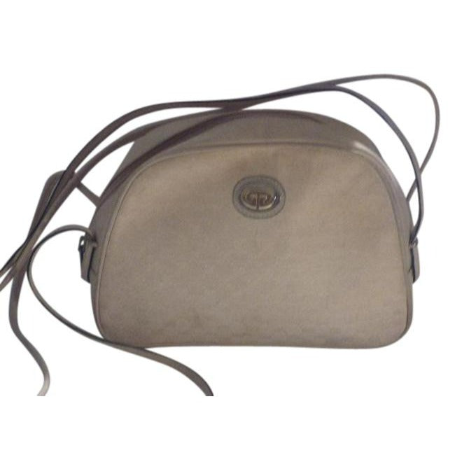 Gucci   Ivory Canvas With Small G Logo And Stone Leather Shoulder Bag