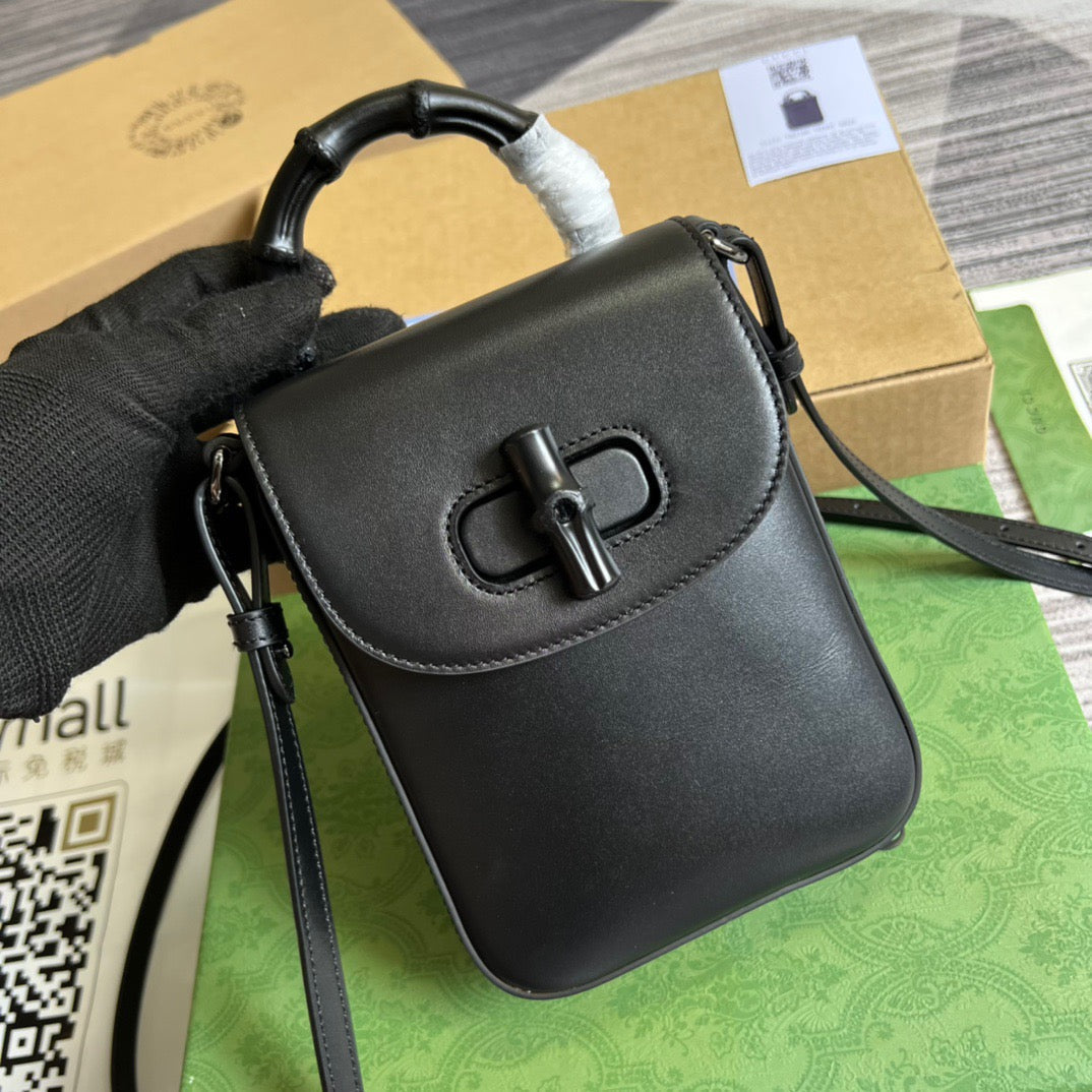 gg Bamboo Mini Handbag Black For Women, Women’s Bags 6in/16cm gg