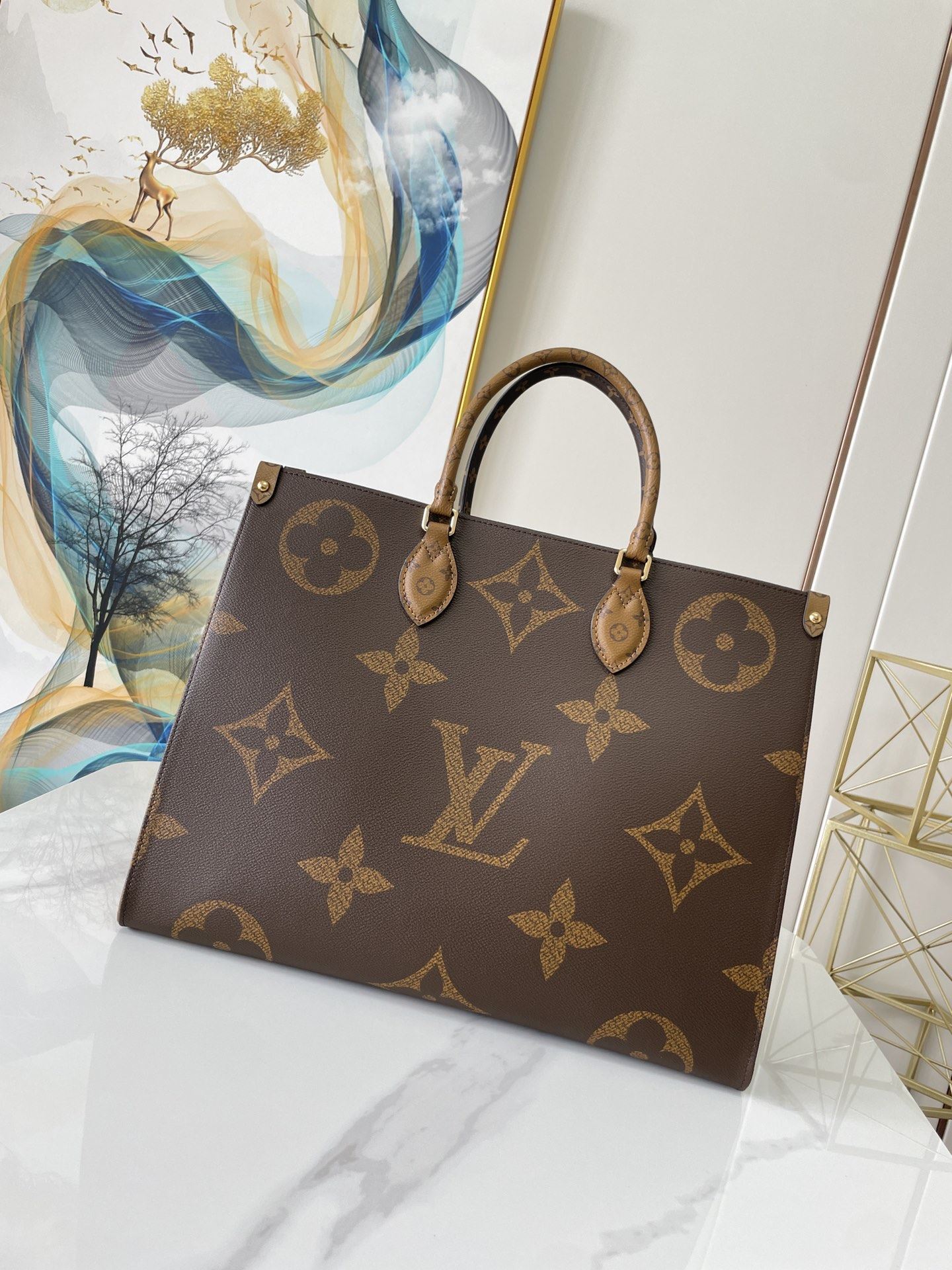 Top Quality OnTheGo GM Tote Bag Monogram And Monogram Reverse Canvas For Women, Womens Handbags 16.1in/41cm Top Quality M44576