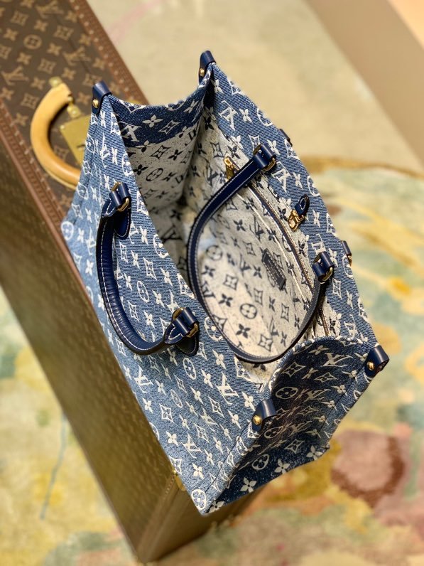 Top Quality Onthego MM Tote Bag Navy Blue For Women 12.2in/31cm Top Quality M59608