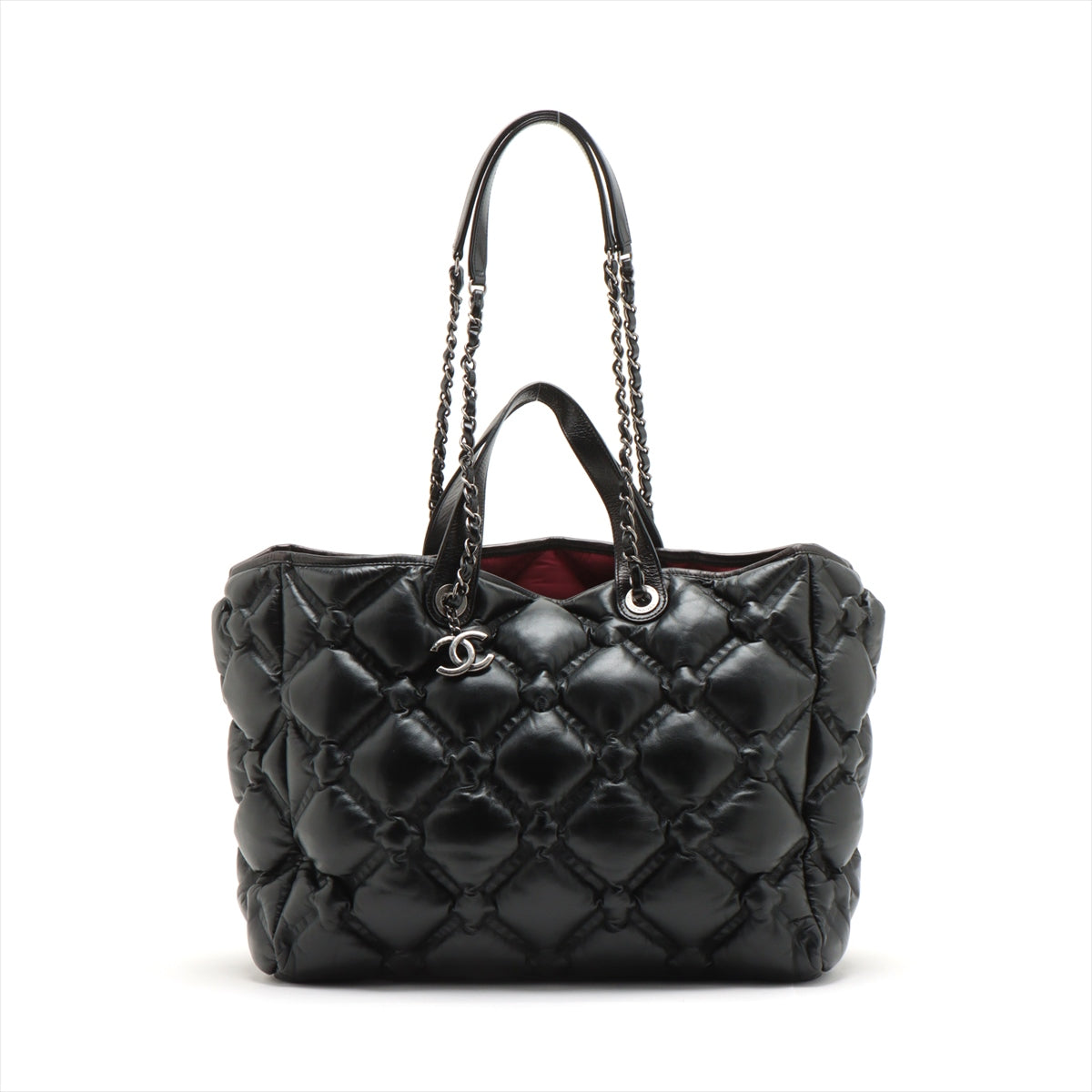 Chanel Bubble Kilt Leather Chain Top Bag Black Gummetal Gold  23rd