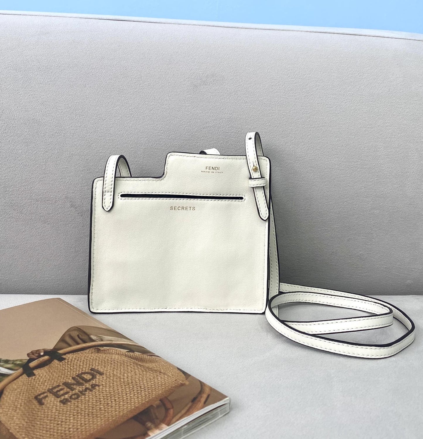 Top QualityTop Quality Bustine 2 Pockets Mini White Bag For Woman 16cm/6in