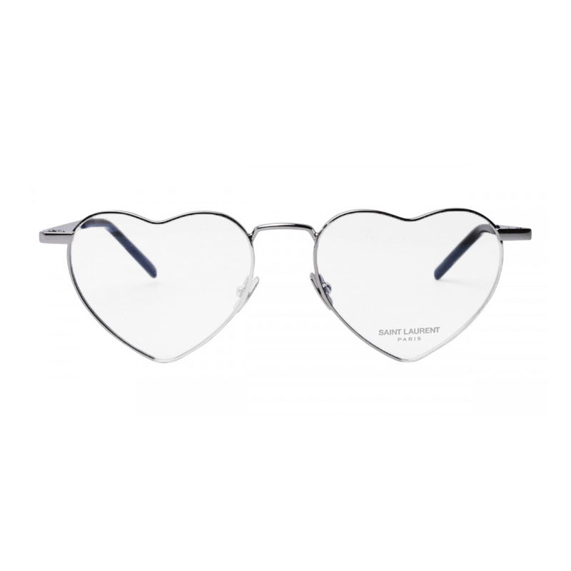 Saint Laurent Eyeglasses Geometric Full Rim, Silver Frame and Clear Demo Lenses Lens SL301LOULOUOPT002