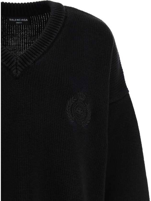 Luxury Balenciaga Trending 2025 Men's Back Logo V-Neck Knit Top Black