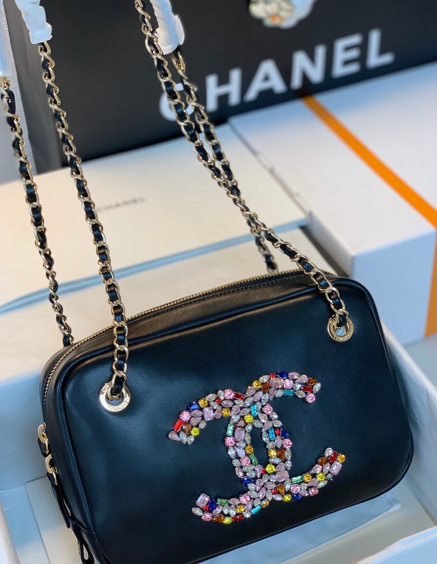 CHL Camera Cubic Top Qualityamonds Black Bag For Women 12.5cm/4.9in