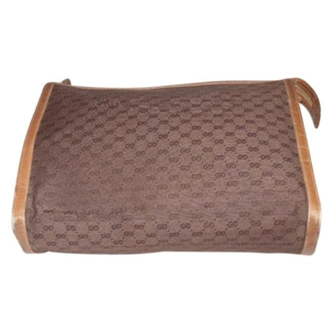 Gucci   Shades Of Brown Leather Canvas Clutch