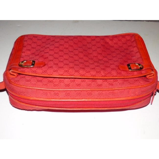 Gucci   Red Leather Small G Logo Print Canvas Cross Body