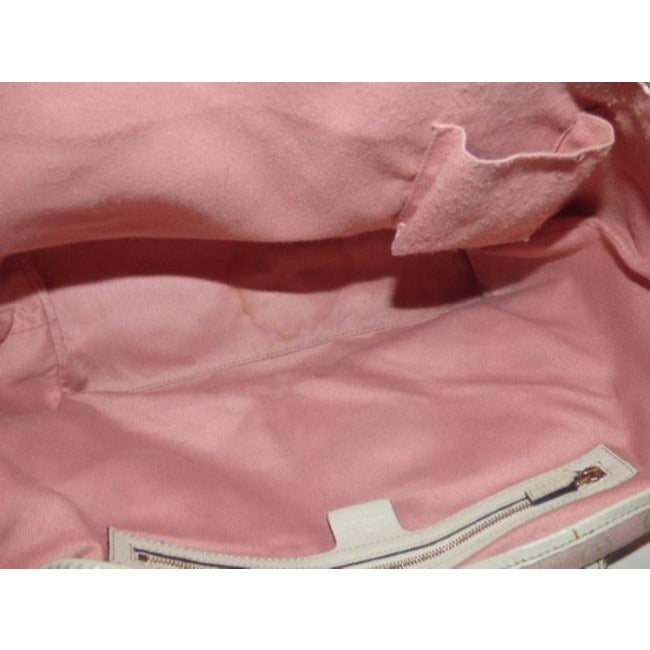 Gucci   Pink And White With Ivy Green Leather Canvas Tote