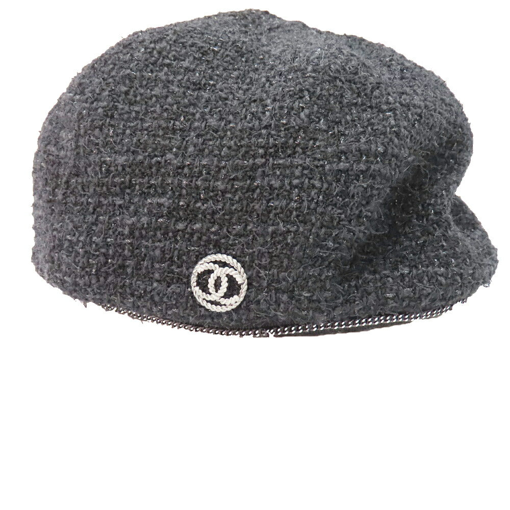 Chanel Tweed Coco Mark Charm Beret Hat
