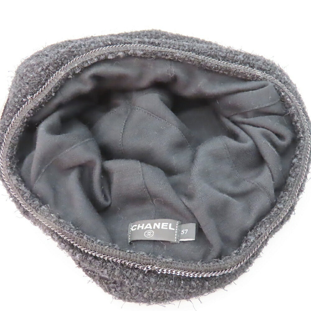 Chanel Tweed Coco Mark Charm Beret Hat