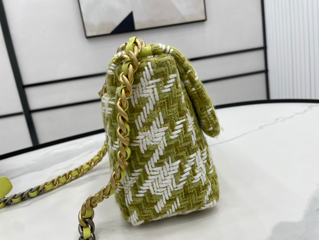 CHL 19 Large Handbag Gold Hardware Green For Women Handbags, Shoulder Bags 11.8in/30cm