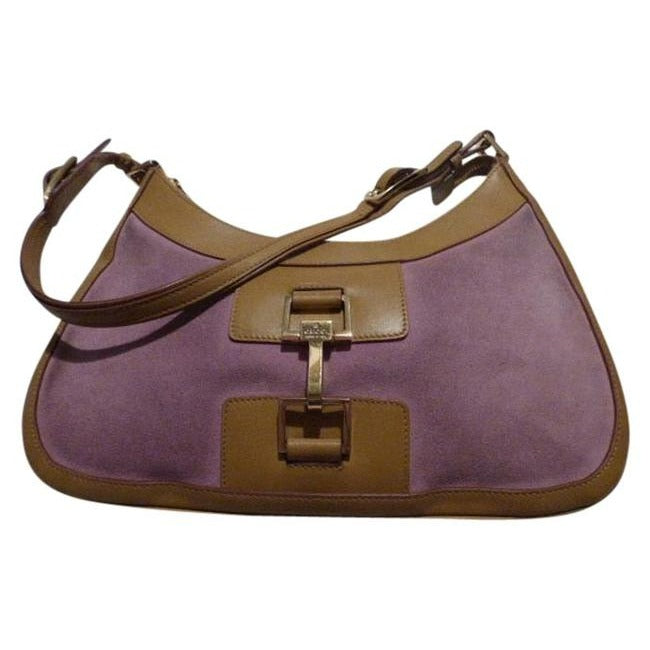 Gucci   Pink Suede And Camel Leather Hobo Bag