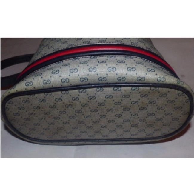 Gucci   Shades Of Blue With Red And Navy Stripe Accents Coated Canvas
