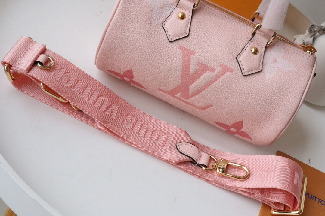 Top Quality Papillon BB Monogram Empreinte Bouton De Rose Pink For Women, Womens Handbags, Shoulder And Crossbody Bags 7.9in/20cm Top Quality M45707