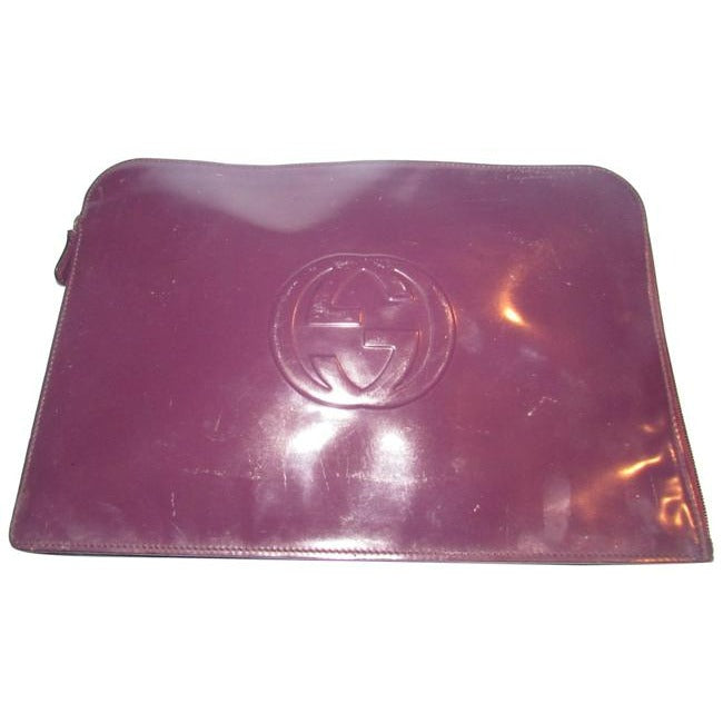 Gucci   Rich Eggplant Purplish Color Patent Leather Clutch