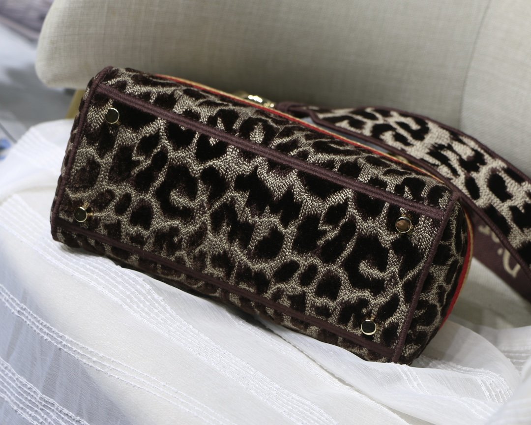 Top Quality MeTop Qualityum Lady D-Lite Bag, Leopard Brown Handbags, Crossbody Bags, 24cm CD