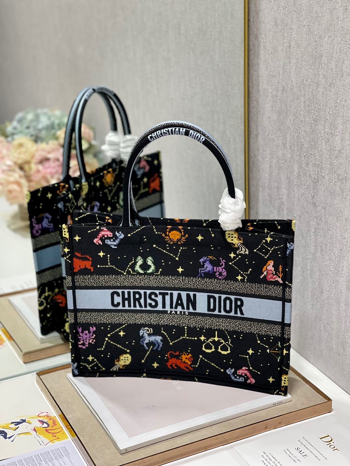 Top Quality MeTop Qualityum Book Tote Black Multicolor, For Women, Womens Handbags 14in/36cm CD M1296ZRTY_M911