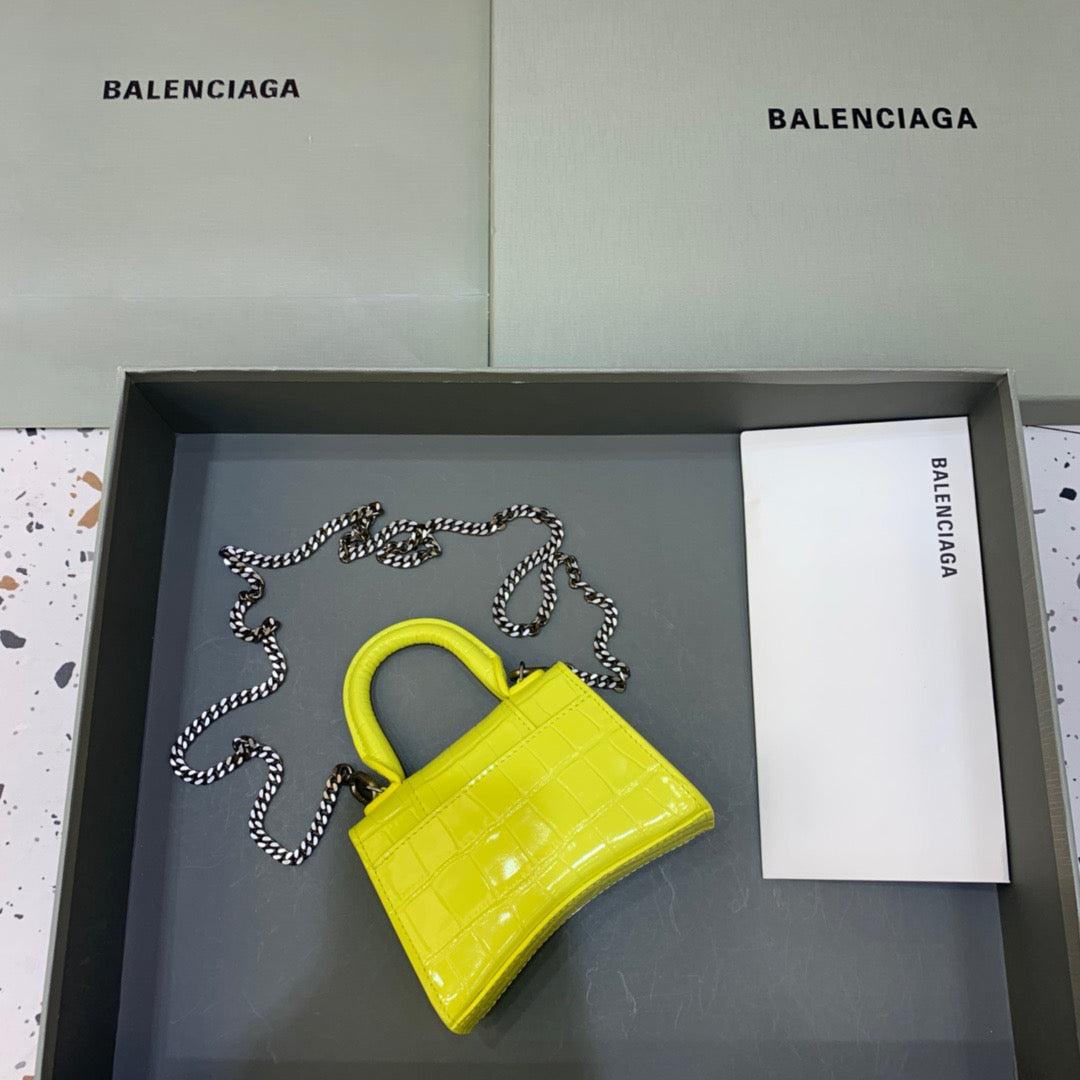 Top Quality Hourglass Mini Handbag With Chain In Yellow, For Women,  Bags 4.7in/12cm