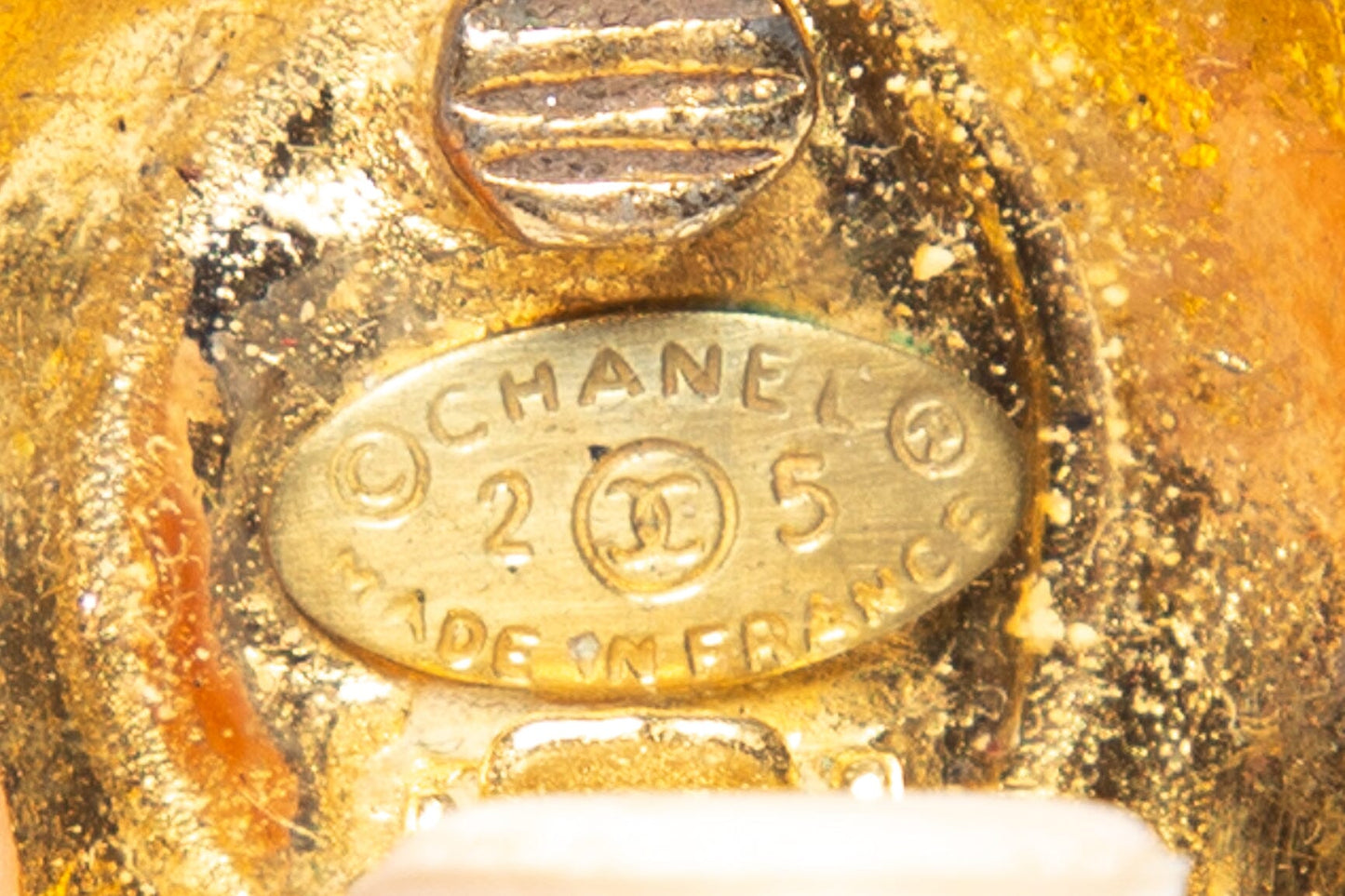 Chanel   1990s 24k Gold Plated CC Logo Amber Gripoix Clip On Earrings