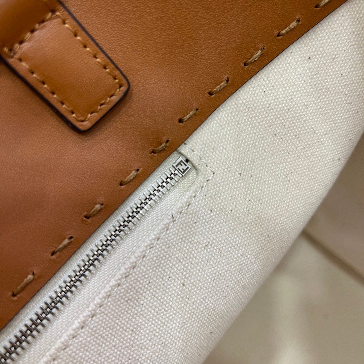 Top QualityTop Quality Canvas Tote Bag Beige/Brown For Women, Women’s Handbags 18.1in/46cm FF 7VA480