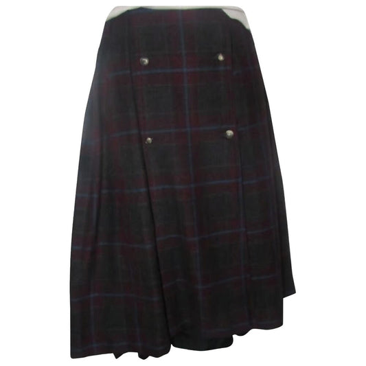 , Gucci, multicolored plaid cashmere blend, 'school girl' midi skirt with knife pleats, a button up front, & a sewn in lining