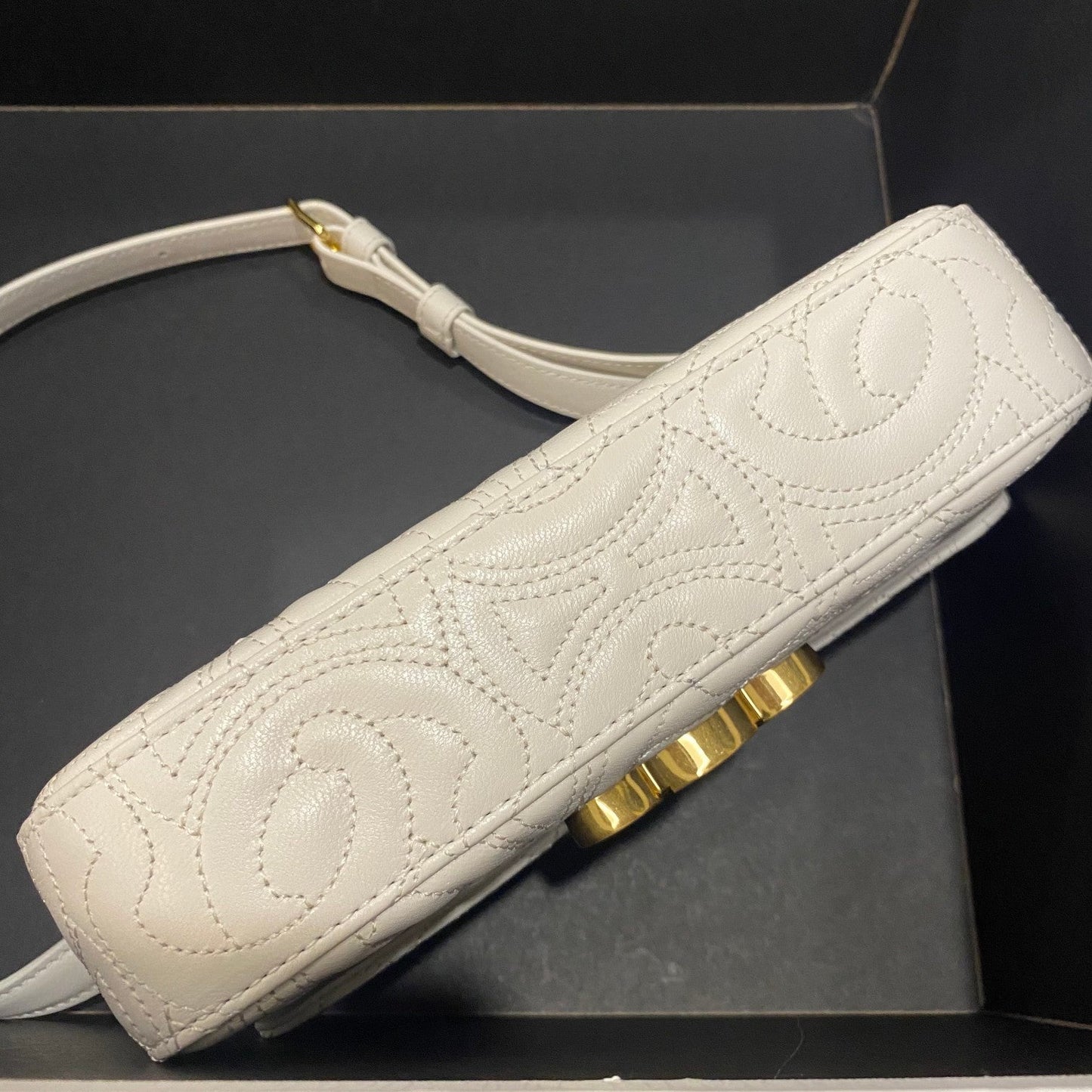 Top Quality Triomphe Shoulder Bag In Quilted Triomphe Lambskin White For Women 8in/20cm 194143EF4.01BC