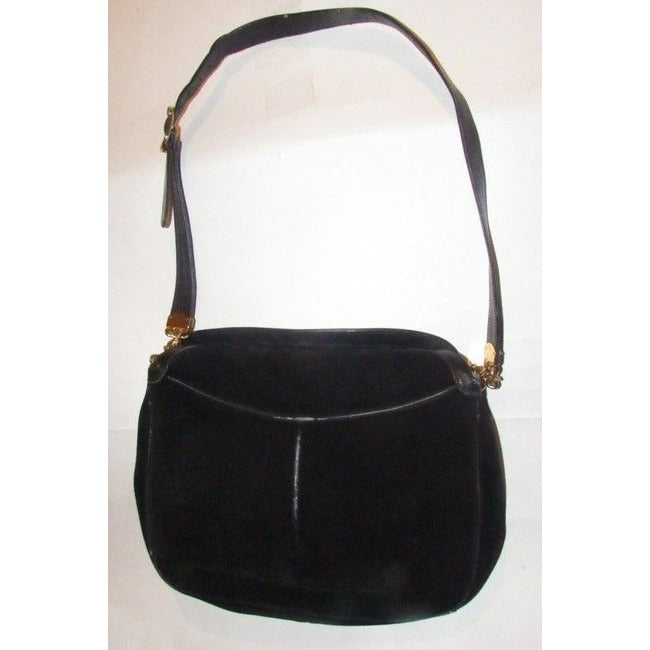 Gucci   Shoulder Black Suede And Leather With Gold Chain Accents Hobo Bag