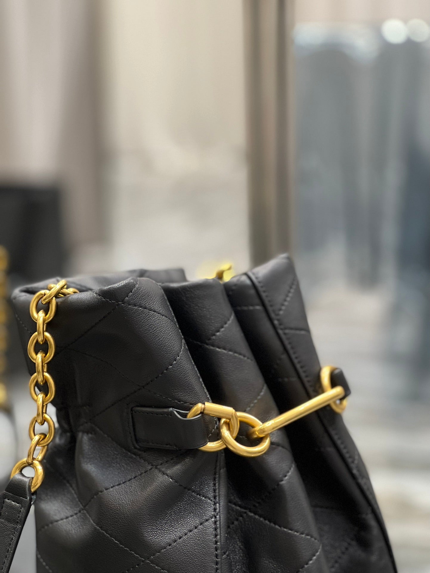 Top Quality Le Maillon Bucket Bag Black For Women 10.6in/27cm YSL 686310AAAJK1000