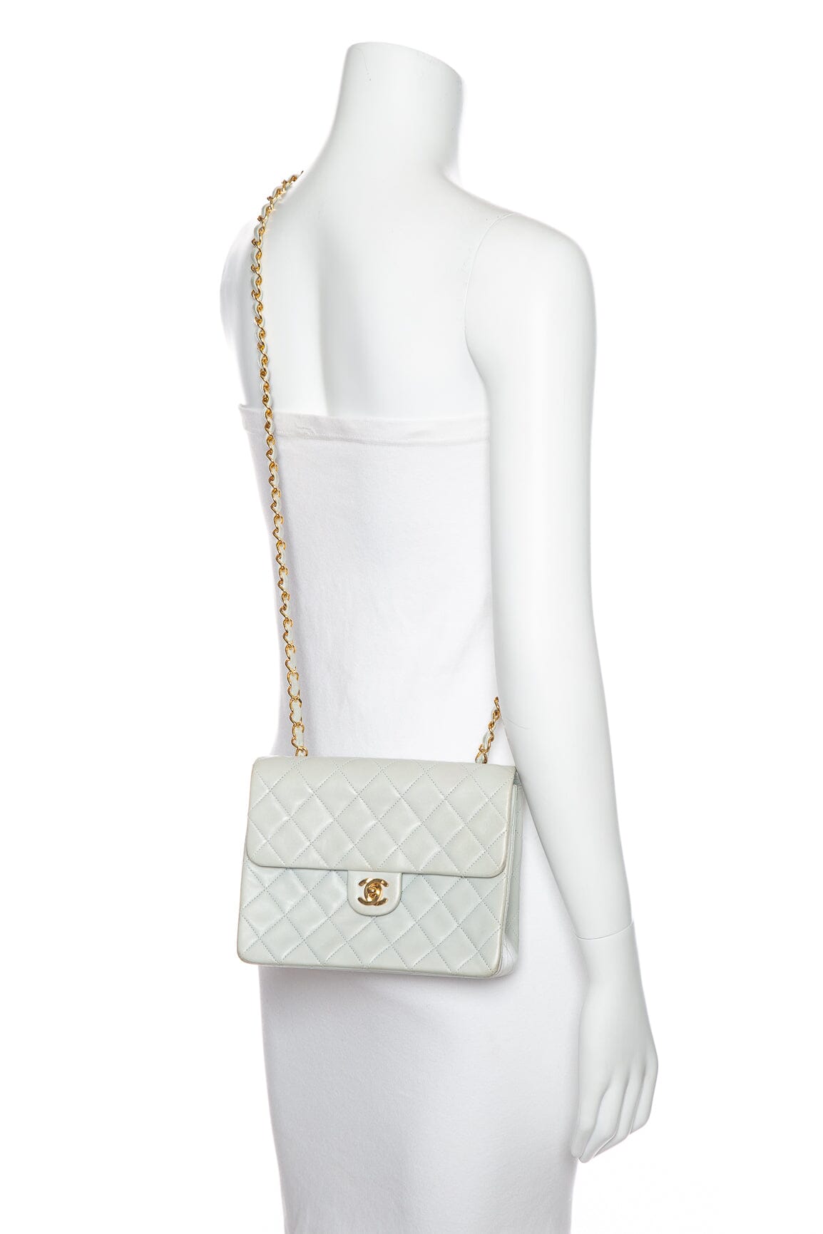Chanel   (1991-1994) Powder Blue Square Flap Shoulder Bag