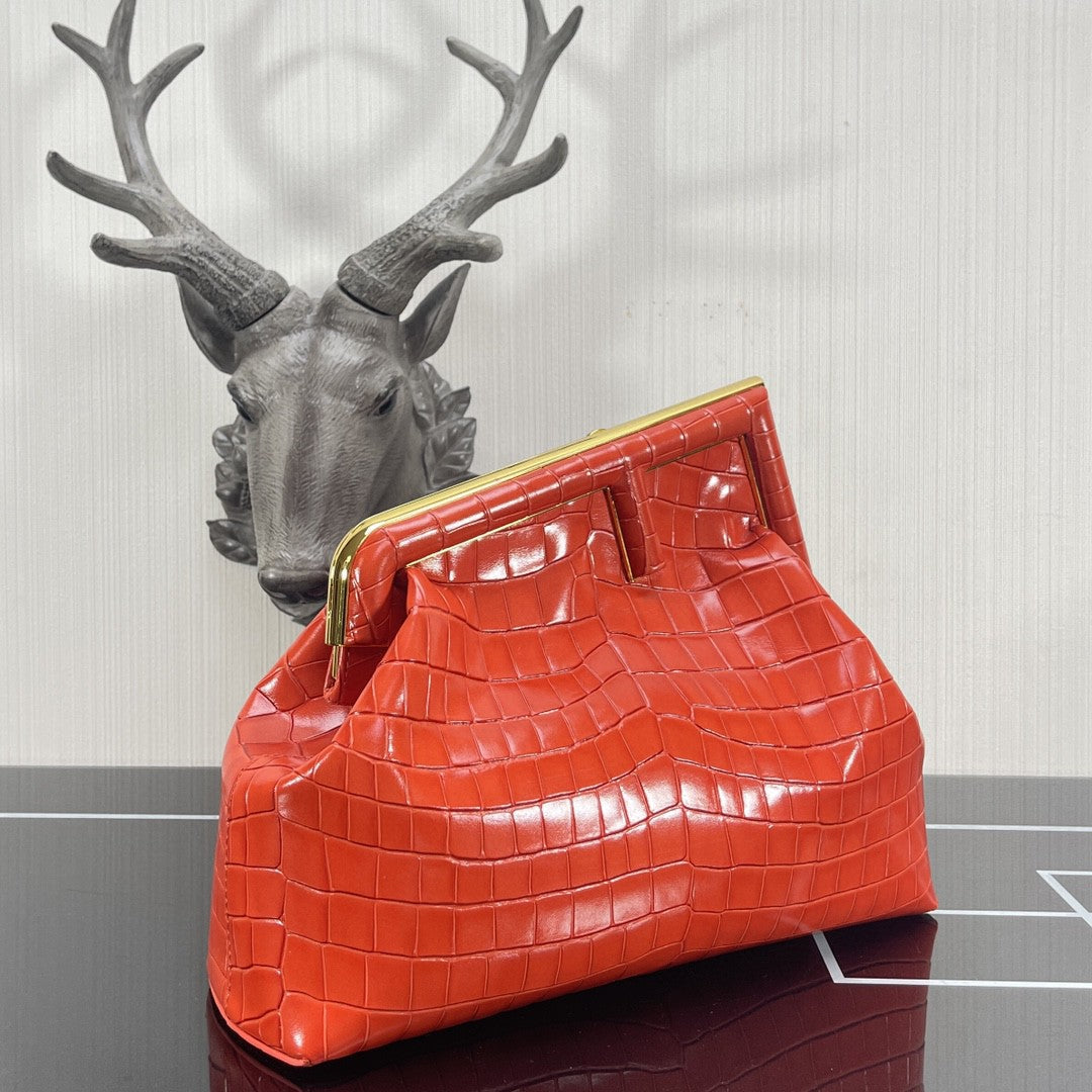 Top QualityTop Quality Top QualityTop Qualityrst Medium Orange Crocodile Bag For Woman 32.5cm/13in
